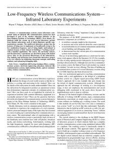 Low-Frequency Wireless Communications System— Infrared Laboratory Experiments , Member, IEEE