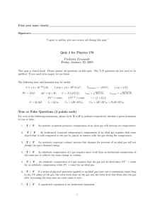 Quiz 2 for Physics 176 Professor Greenside Friday, January 30, 2009