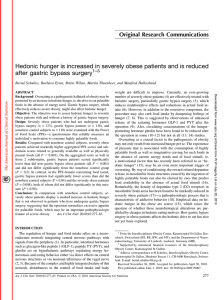 Hedonic hunger is increased in severely obese patients and is... after gastric bypass surgery Original Research Communications 1–3