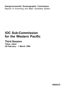 IOC Sub-Commission for the Western Pacific Third Session Intergovernmental Oceanographic Commission