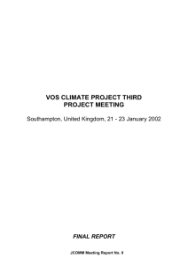 VOS CLIMATE PROJECT THIRD PROJECT MEETING FINAL REPORT
