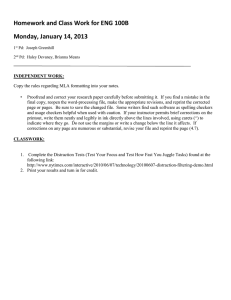 Homework and Class Work for ENG 100B Monday, January 14, 2013