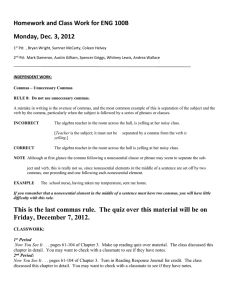 Homework and Class Work for ENG 100B Monday, Dec. 3, 2012