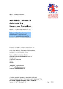 Pandemic Influenza Guidance for Homecare Providers