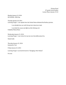 Kristen Hood 8 grade Social Studies Lesson Plans: January 19-23