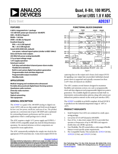 Quad, 8-Bit, 100 MSPS, Serial LVDS 1.8 V ADC AD9287 Data Sheet