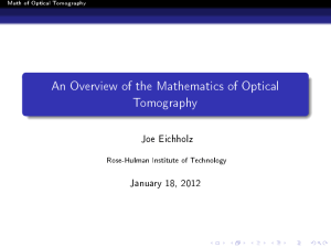 An Overview of the Mathematics of Optical Tomography Joe Eichholz January 18, 2012