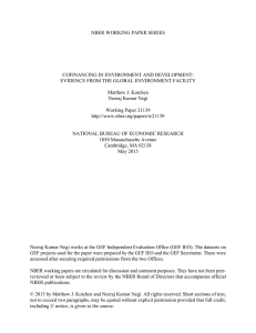NBER WORKING PAPER SERIES COFINANCING IN ENVIRONMENT AND DEVELOPMENT: