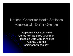 Research Data Center National Center for Health Statistics
