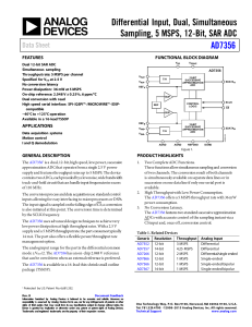 Differential Input, Dual, Simultaneous Sampling, 5 MSPS, 12-Bit, SAR ADC AD7356 Data Sheet