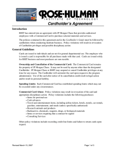 Cardholder’s Agreement Introduction