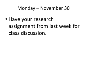 • Have your research assignment from last week for class discussion.