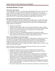 Senior Project in the Department of English SENIOR PROJECT FAQs