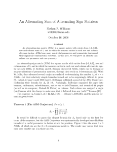 An Alternating Sum of Alternating Sign Matrices Nathan F. Williams