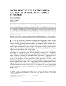 SOCIAL FUNCTIONING, VICTIMIZATION, AND MENTAL HEALTH AMONG FEMALE OFFENDERS NATALIE ANUMBA