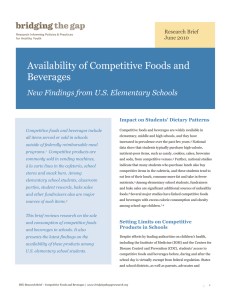 Availability of Competitive Foods and Beverages New Findings from U.S. Elementary Schools