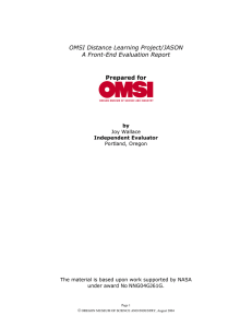 OMSI Distance Learning Project/JASON A Front-End Evaluation Report Prepared for