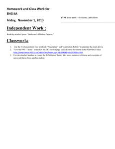 Independent Work : Classwork: Homework and Class Work for ENG IIA