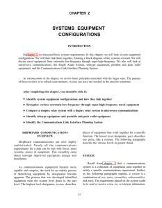 SYSTEMS EQUIPMENT CONFIGURATIONS CHAPTER 2 INTRODUCTION