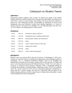 Colloquium on Student Teams