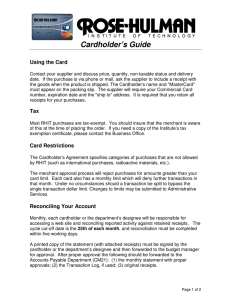 Cardholder’s Guide Using the Card