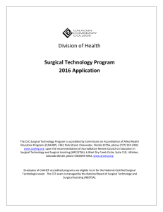 Division of Health Surgical Technology Program 2016 Application