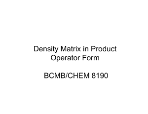 Density Matrix in Product Operator Form BCMB/CHEM 8190