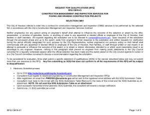 REQUEST FOR QUALIFICATIONS (RFQ) RFQ CM16-01 CONSTRUCTION MANAGEMENT AND INSPECTION SERVICES FOR