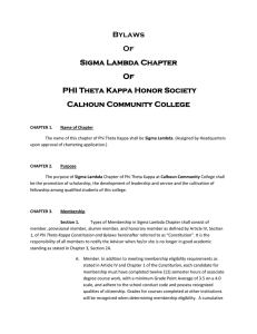 Bylaws Of Sigma Lambda Chapter PHI Theta Kappa Honor Society