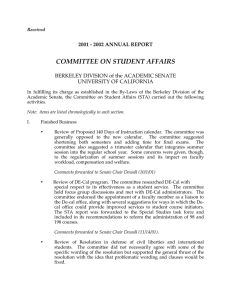 COMMITTEE ON STUDENT AFFAIRS  2001 - 2002 ANNUAL REPORT