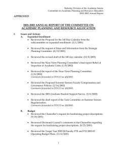 Berkeley Division of the Academic Senate 2001-2002 Annual Report