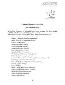 Approved Annual Report, 2007/2008 Committee on Memorial Resolutions