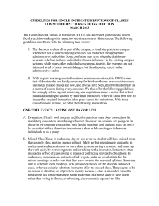 GUIDELINES FOR SINGLE-INCIDENT DISRUPTIONS OF CLASSES COMMITTEE ON COURSES OF INSTRUCTION