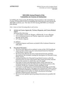 APPROVED 2003-2004 Annual Report of the Committee on Courses of Instruction