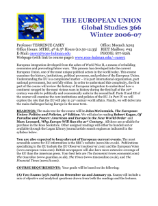 THE EUROPEAN UNION Global Studies 366 Winter 2006-07