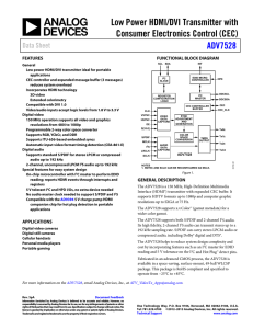 Low Power HDMI/DVI Transmitter with Consumer Electronics Control (CEC) ADV7528 Data Sheet