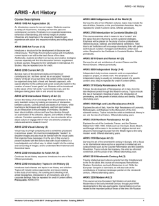 ARHS - Art History Course Descriptions ARHS 1050 Art Appreciation (3)