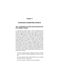 Command Leadership Actions Chapter 3 3001. LEADERSHIP ACTIONS AND INTERVENTIONS FOR COMBAT STRESS