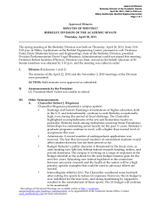Approved Minutes Berkeley Division of the Academic Senate