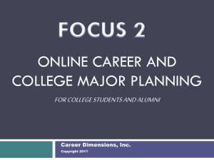 ONLINE CAREER AND COLLEGE MAJOR PLANNING FOR COLLEGE STUDENTS AND ALUMNI