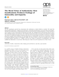 The Moral Virtue of Authenticity: How Inauthenticity Produces Feelings of Research Article 575277