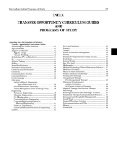 INDEX TRANSFER OPPORTUNITY CURRICULUM GUIDES AND PROGRAMS OF STUDY
