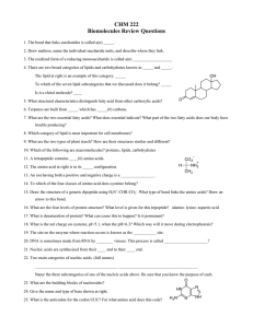 CHM 222 Biomolecules Review Questions