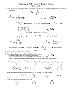 Chemistry 221 - Test 2 Review Sheet