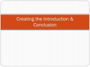 Creating the Introduction &amp; Conclusion