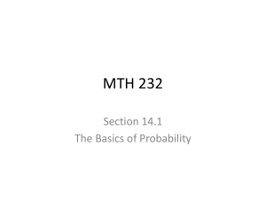 MTH 232 Section 14.1 The Basics of Probability