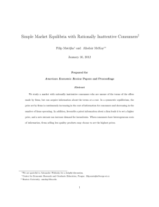 Simple Market Equilibria with Rationally Inattentive Consumers † Filip Matˇ ejka