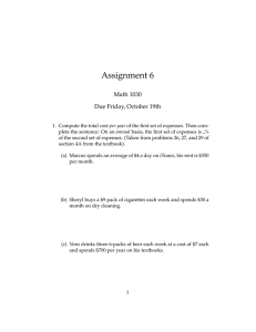 Assignment 6 Math 1030 Due Friday, October 19th
