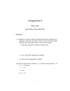 Assignment 9 Math 1030 Due Friday, November 9th