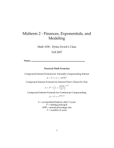 Midterm 2 - Finances, Exponentials, and Modeling Fall 2007